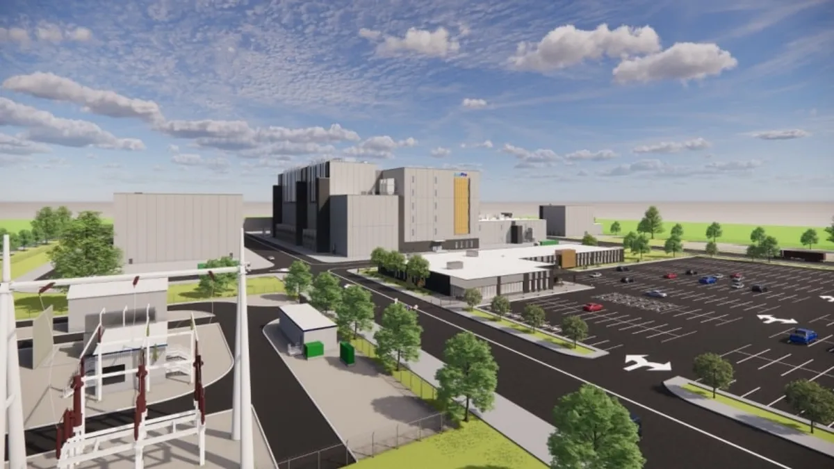 A rendering of Ford, SK On and EcoProBM's upcoming EV battery material factory in Québec.